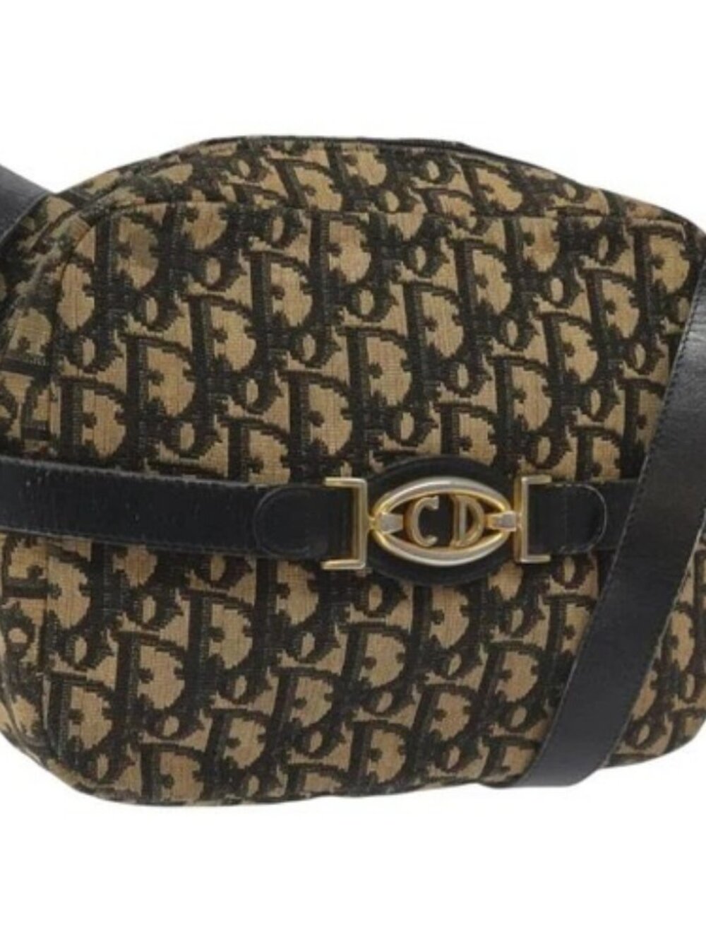 Christian Dior Trotter Canvas Shoulder Bag Black Auth 115917
